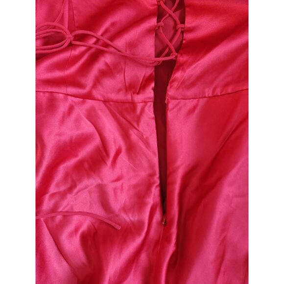 NWT For Love & Lemons Red Anisa Silk Fringe Draped Midi Dress Size XL Red #8A404 - Picture 10 of 13